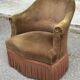 Olive bronze velvet armchair from the 1940s.