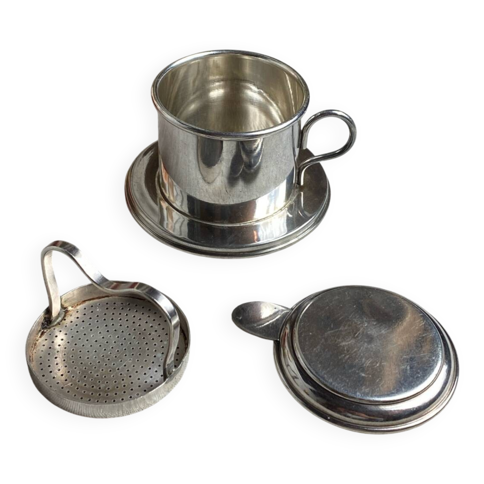 Tea pot, in silver metal