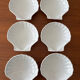 Set of 6 vintage shell-shaped small dishes – white ceramic bowls.