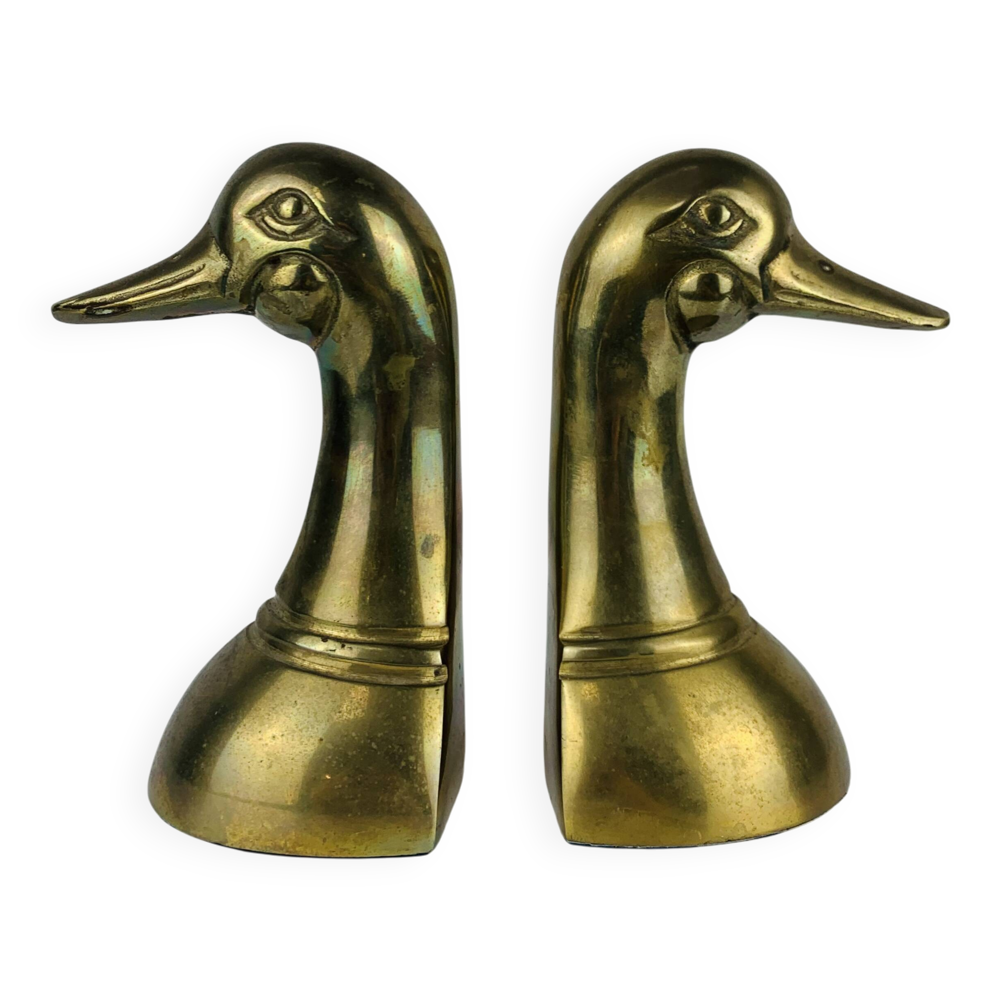 Pair of vintage brass duck bookends