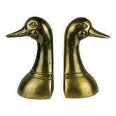Paire de serre livres canard en laiton, vintage