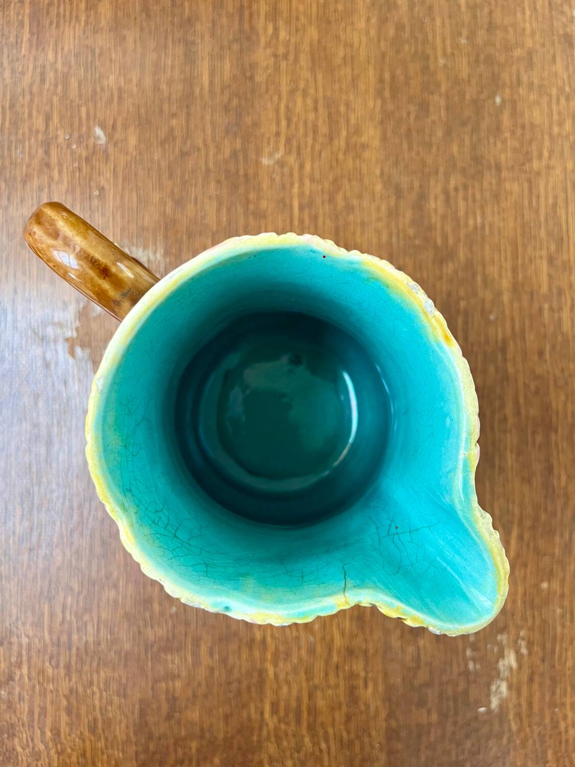 Antique floral barbotine jug – late 19th century ceramic