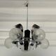 Suspension vintage 5 feux, verre et chrome