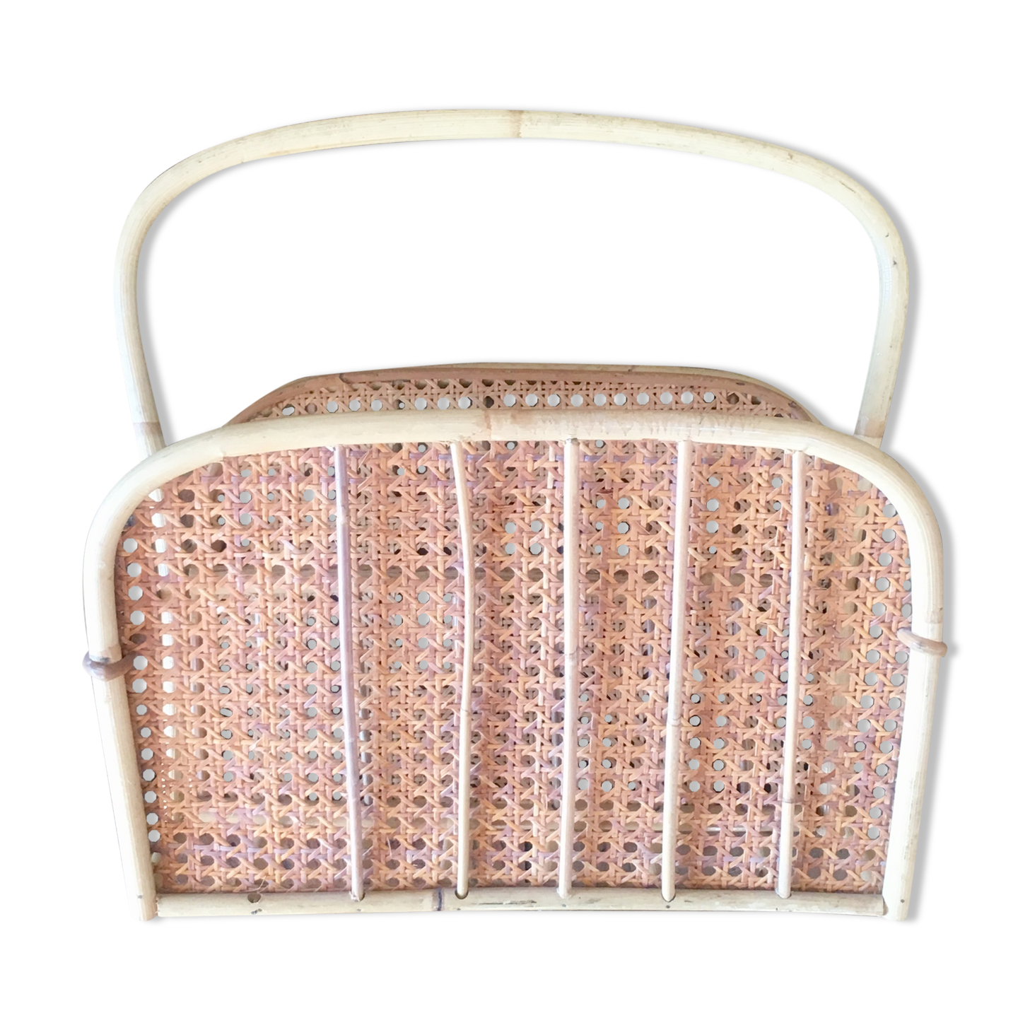 Rattan and caning Vintage magazine rack