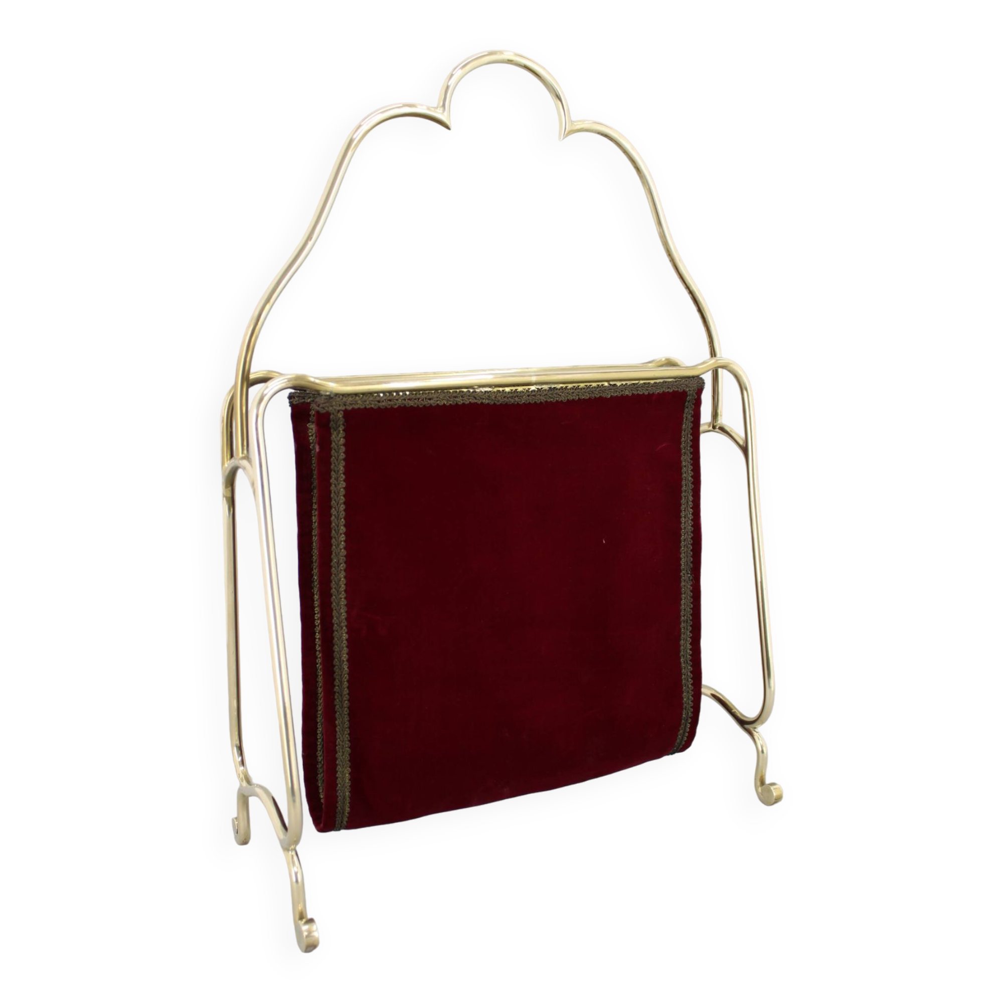 1950s Brass and Fabric Magazine Stand, Italy