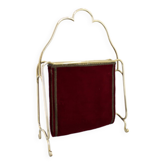 1950s Brass and Fabric Magazine Stand, Italy