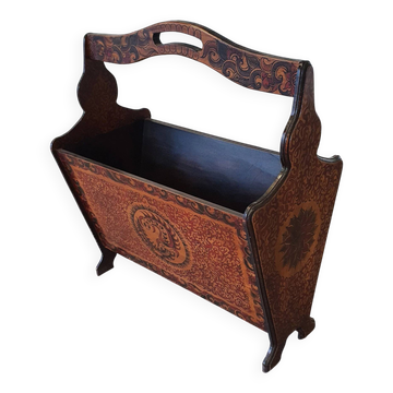 Hand paint decorated magazine holder 1960s