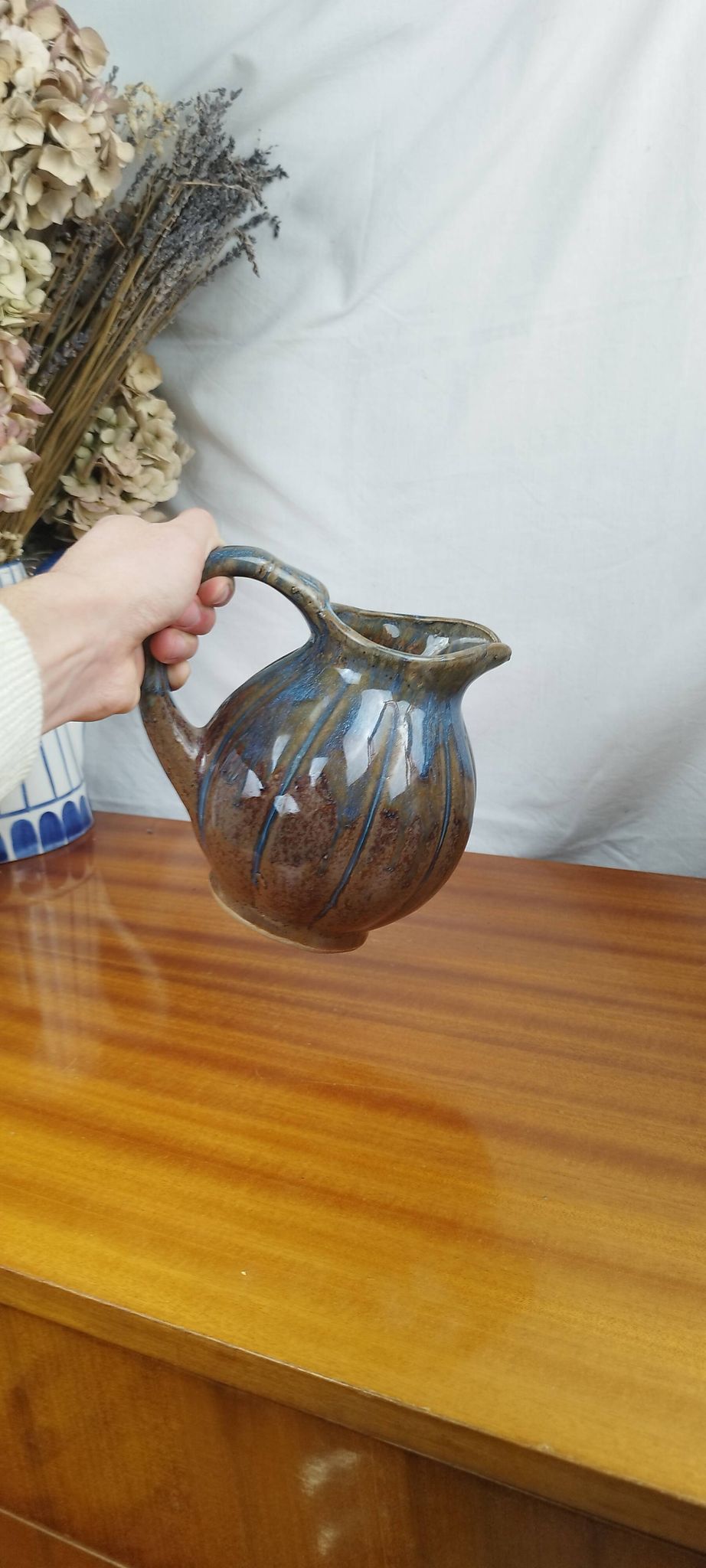 Pichet ou Carafe en Grès à la Forme d'une Citrouille, Période Art Déco Années 30