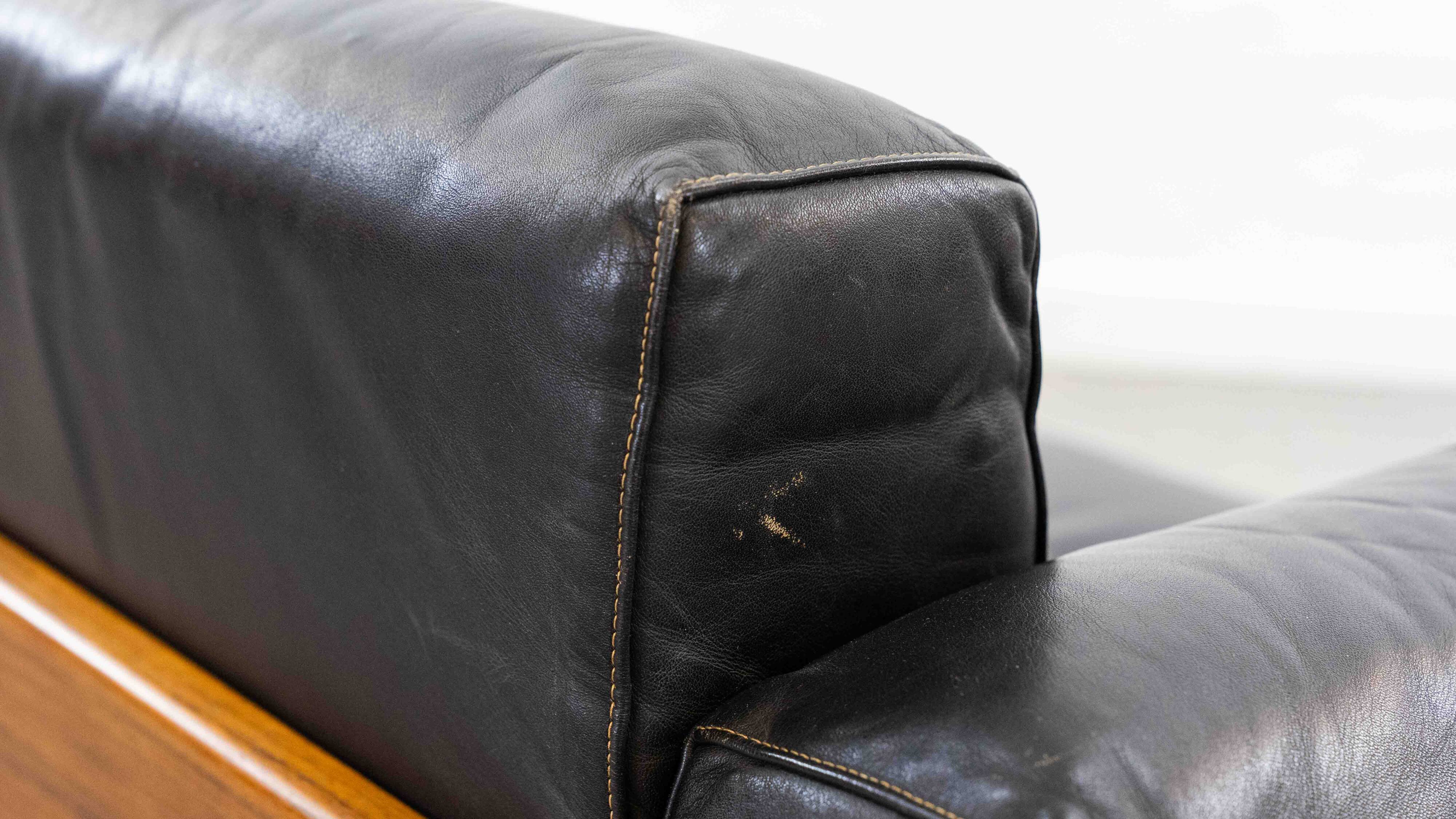 Bastiano Leather Sofa in Black by Tobia Scarpa for Gavina / Knoll