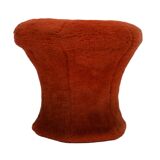 Pouf repose-pieds rond recouvert de peluche en forme de champignon vintage des années 60 et 70