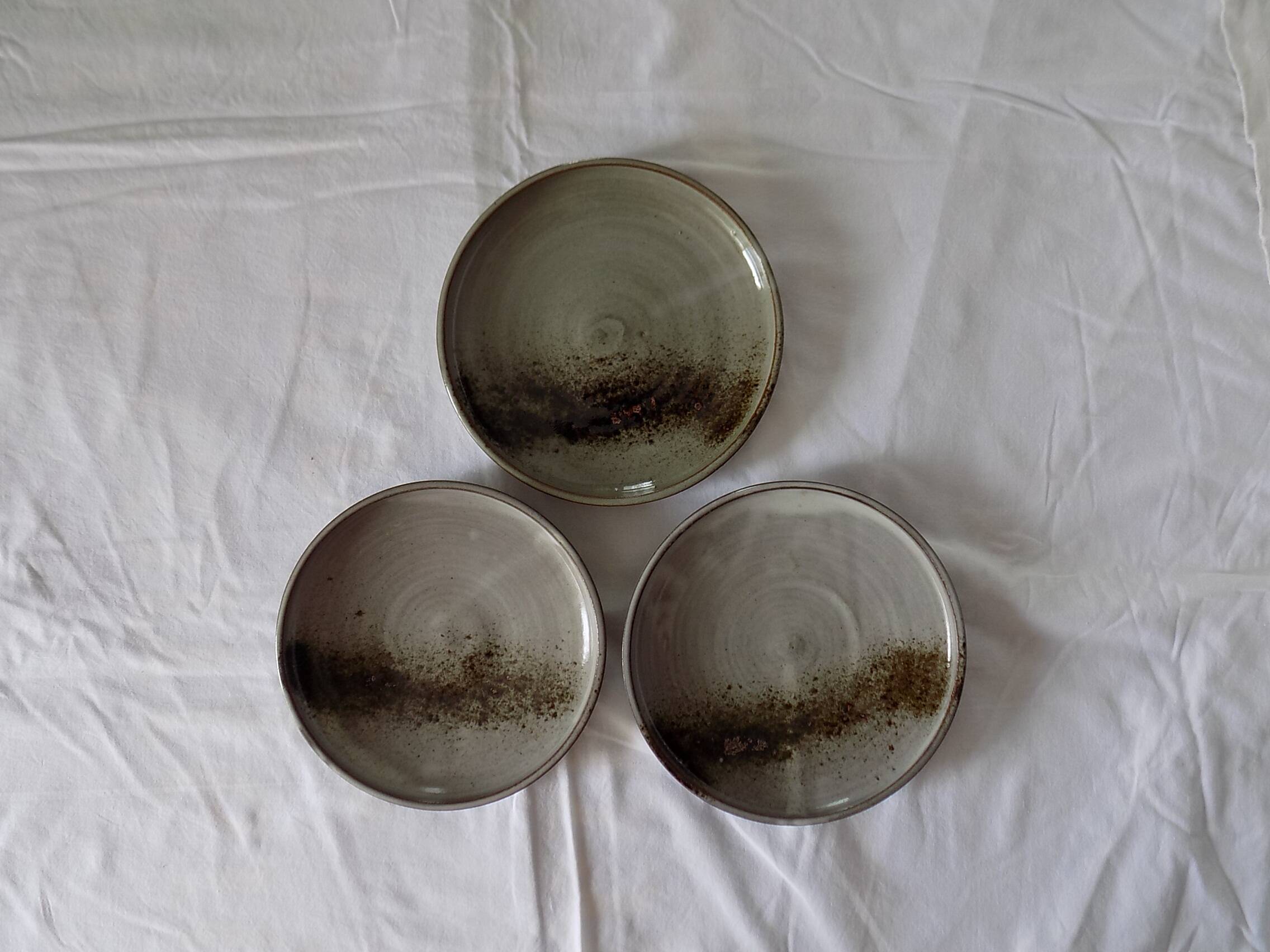 3 assiettes à dessert - atelier Chantal et Thierry Robert