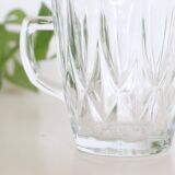 Pretty cast glass creamer, small milk jars, vintage, France, 1950