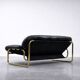 Canapé en cuir noir et métal doré, Suède 1970