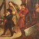 Painting oil on canvas genre scene from 18th century