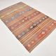 5x7 Tile Red & Grey Kilim Rug, Handwoven Vintage Kilim Rug, 140x221Cm