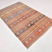 5x7 Tile Red & Grey Kilim Rug, Handwoven Vintage Kilim Rug, 140x221Cm