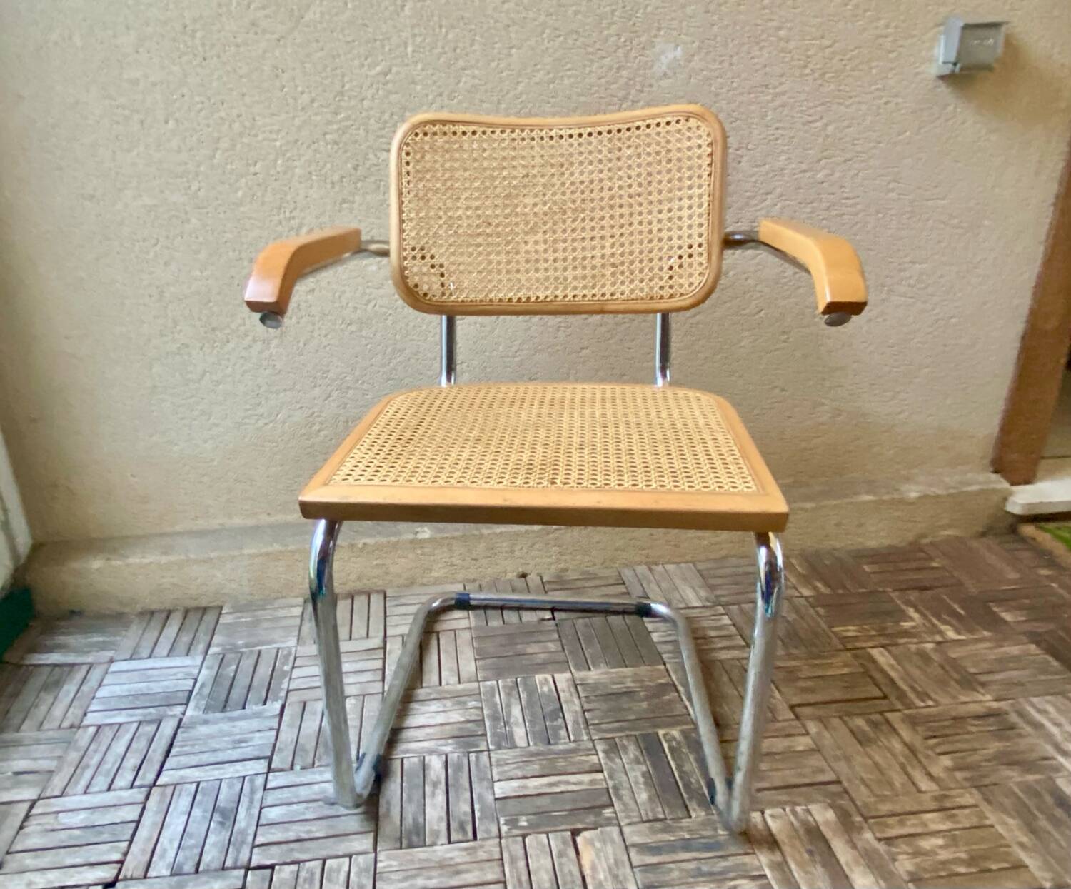 Cesca B64 armchair designed by Marcel Breuer, vintage Italy, 1980s.
