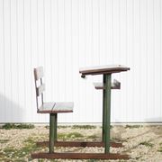 Vintage desk, wooden and metal children's desk, school desk