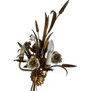Vintage wheat 'golden' wall light with flowers: french style