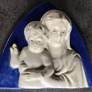 Religious bas-relief wall sculpture of the Virgin and Child signed Cantagalli