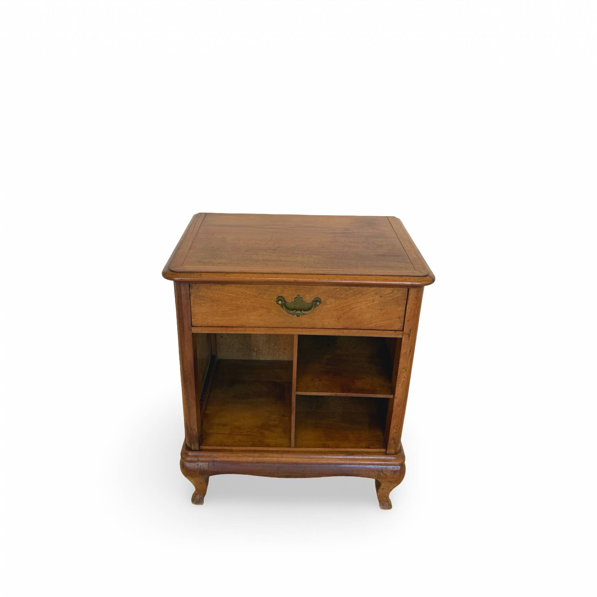 Antique Italian bedside table in solid walnut, 1920s/1930s