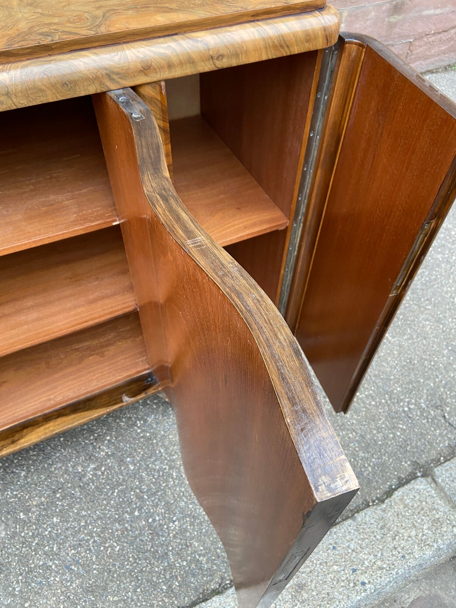 Enfilade art deco mid-century vintage 1950 ronce de noyer