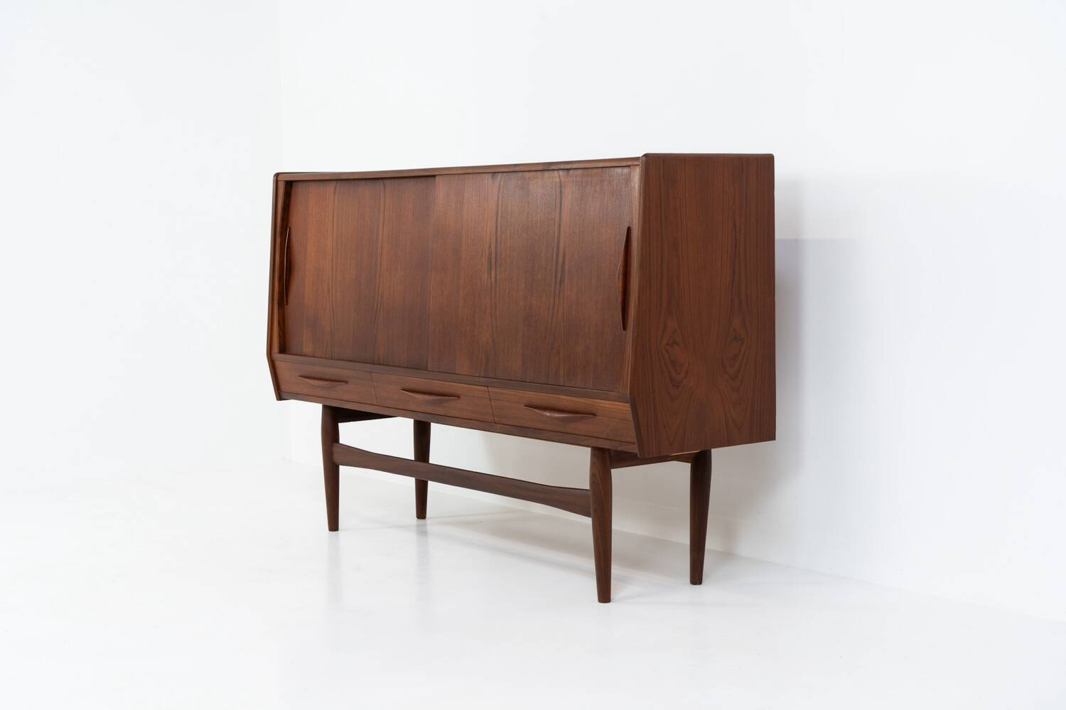 Teak highboard by Jensen & Mølholm (Denmark, 1960s).