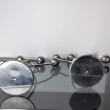 Pair of art deco candle holder in stainless steel 4 flammes, spain, 1970