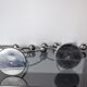 Pair of art deco candle holder in stainless steel 4 flammes, spain, 1970