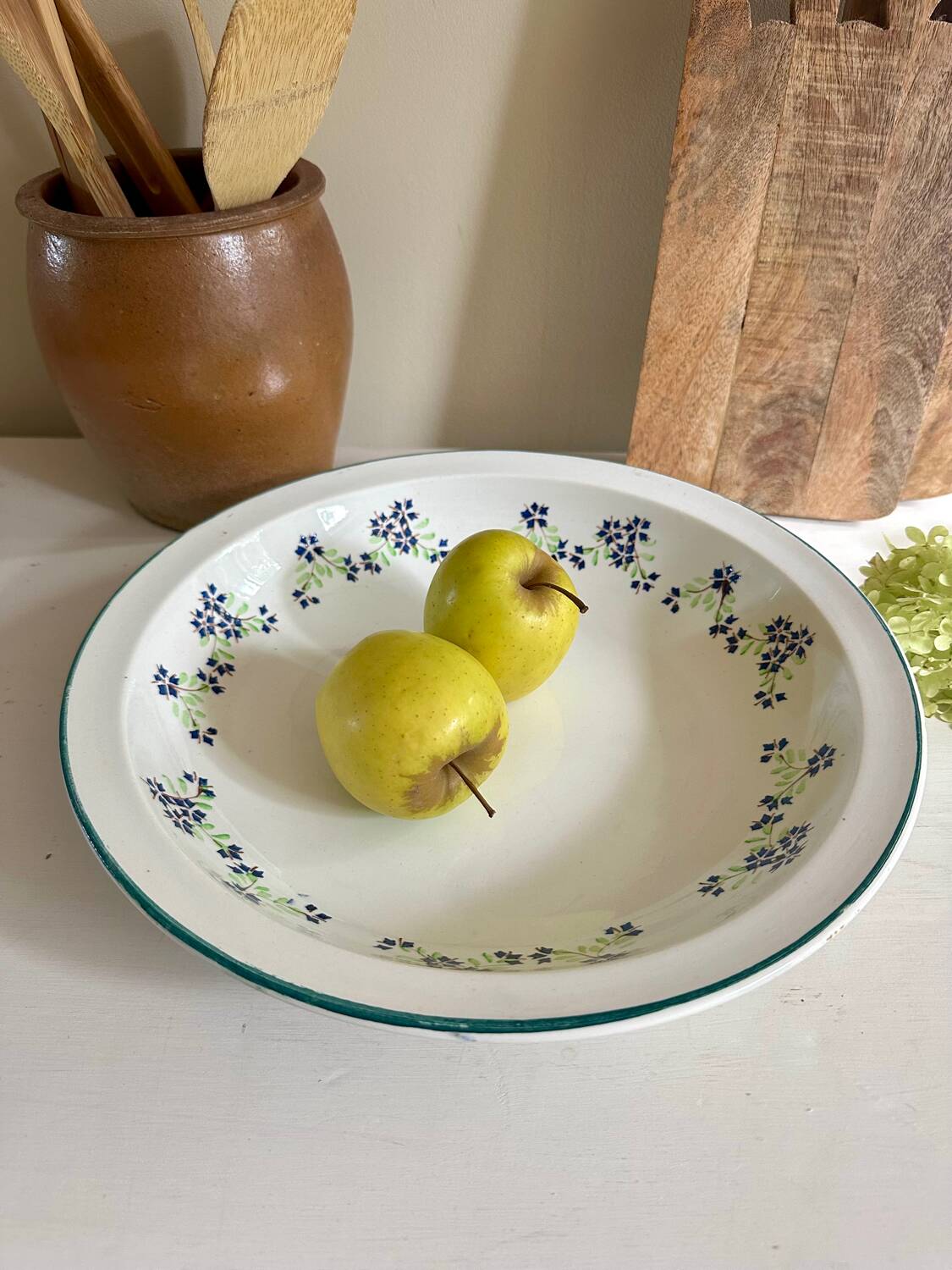 Ancien Plat creux Mary-Lou, faïence Digoin Sarreguemines, peint à la