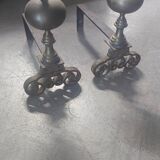 Pair of bronze and steel chenets XIX Holland