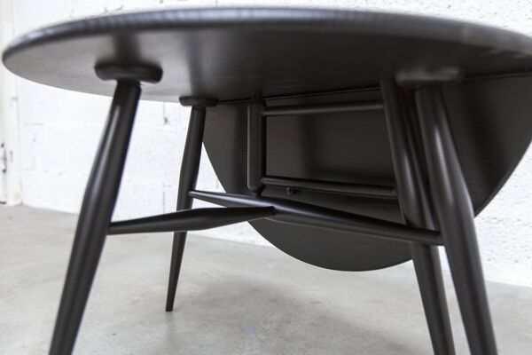 Table basse Ercol 1960 modèle 308  coffee table demi lune noir mate