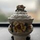 Capodimonte-style porcelain lidded sugar bowl with floral relief