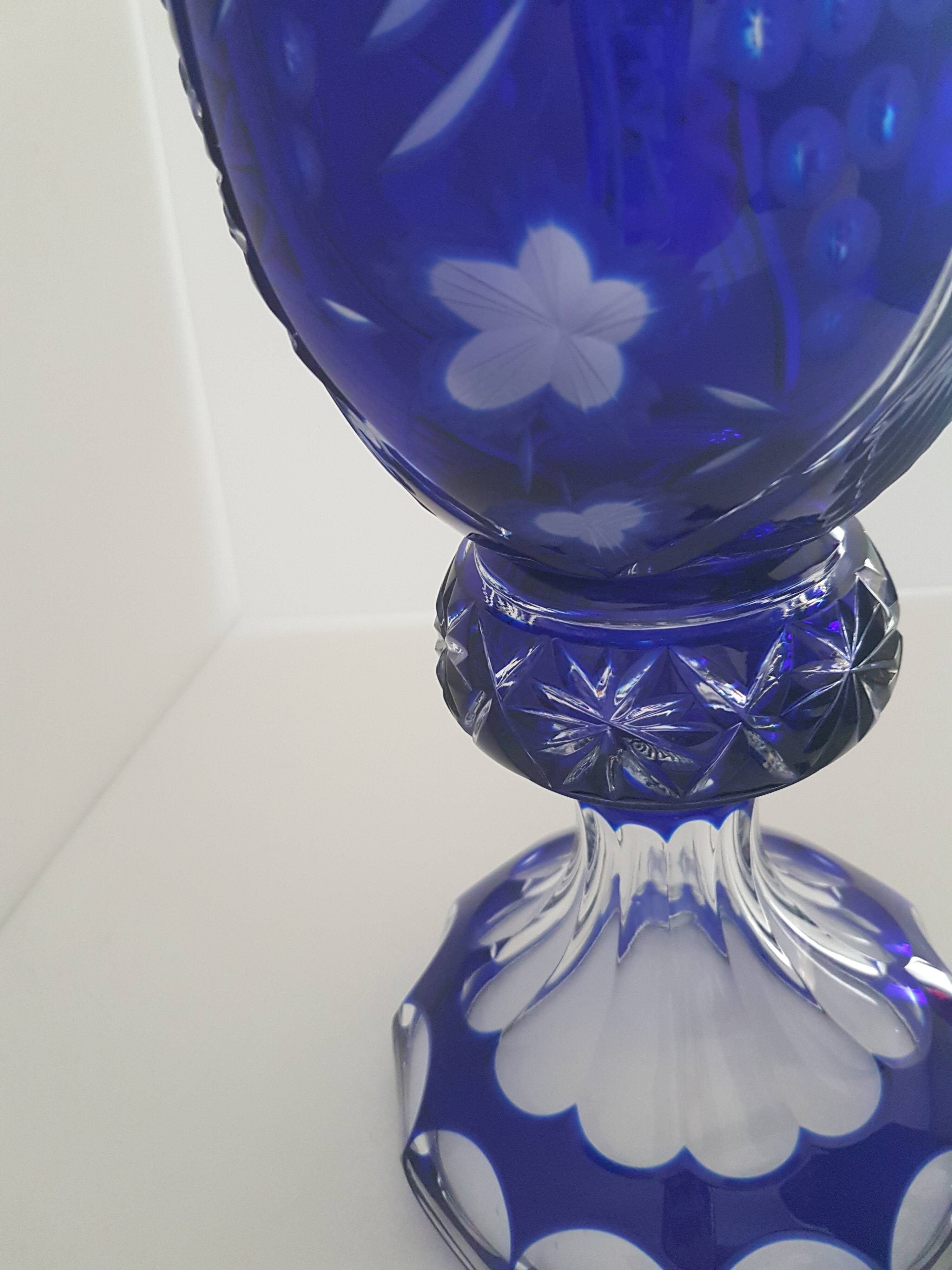 Vase bleu cristallery of lorraine - large model