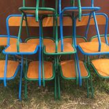 Lot of 11 school chairs from the 70