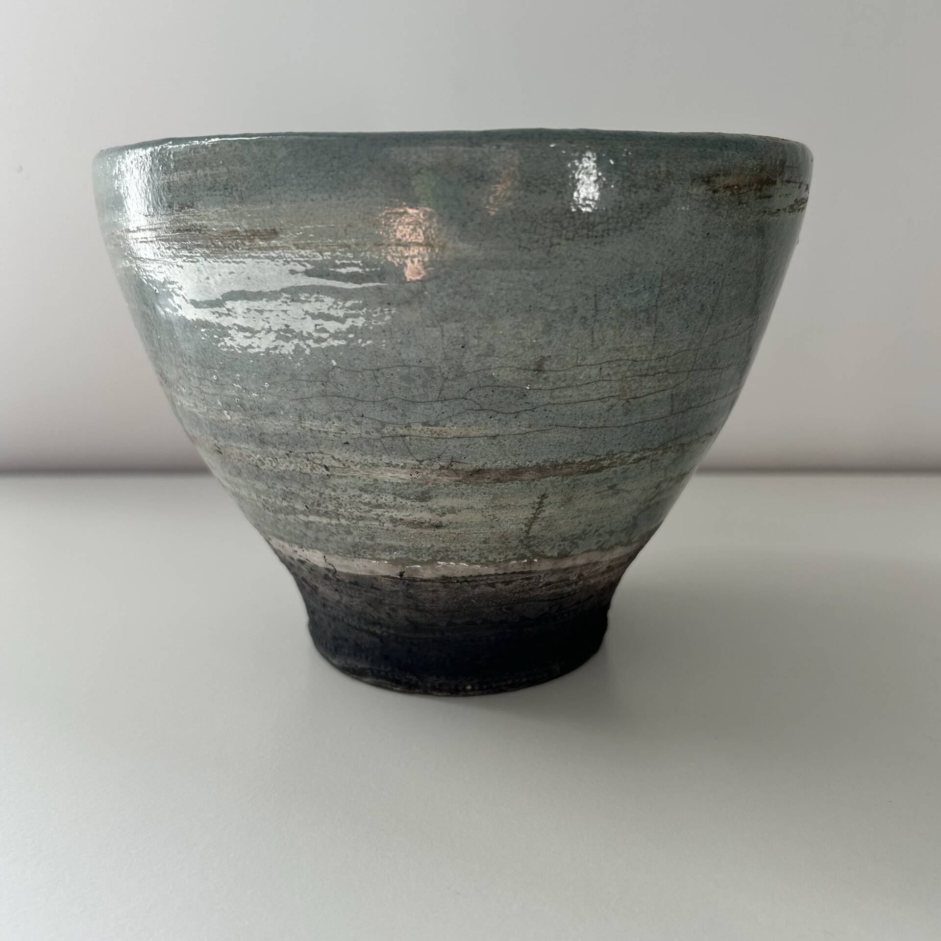 Celadon raku bowl