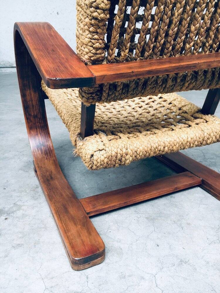 Rope Lounge Chair by Adrien Audoux & Frida Minet for Vibo Vesoul, France, 1940s