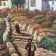 Painting Animated Mediterranean landscape at the monastery 1879 signed F.D.