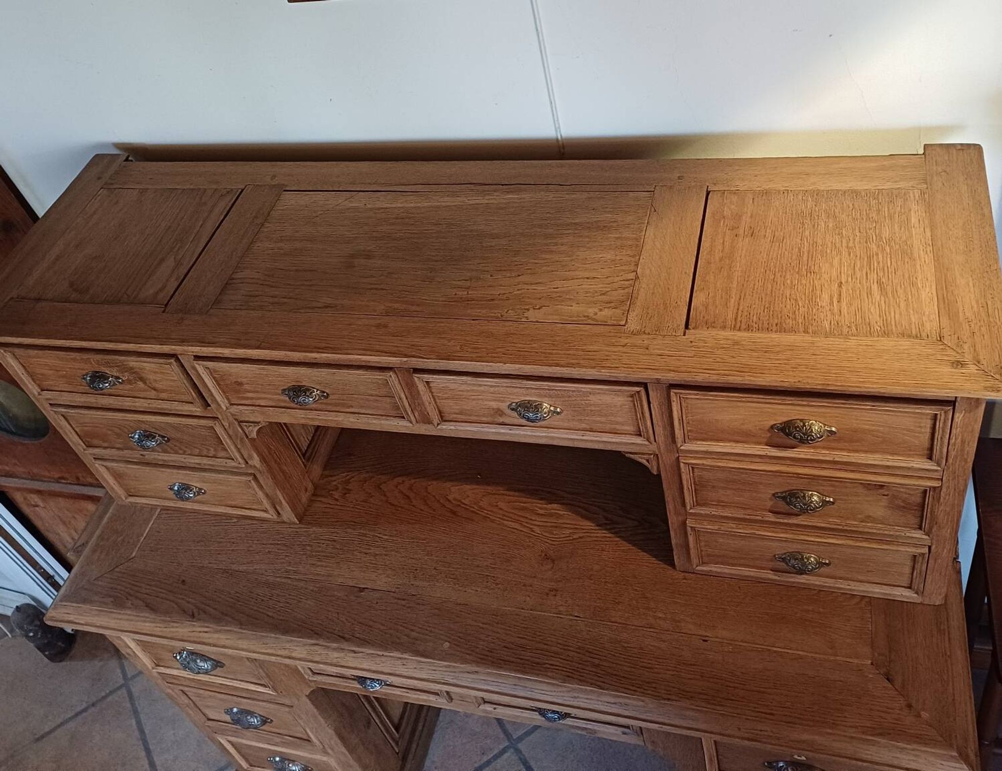 Bureau ancien gradin 15 tiroirs Meuble métier
