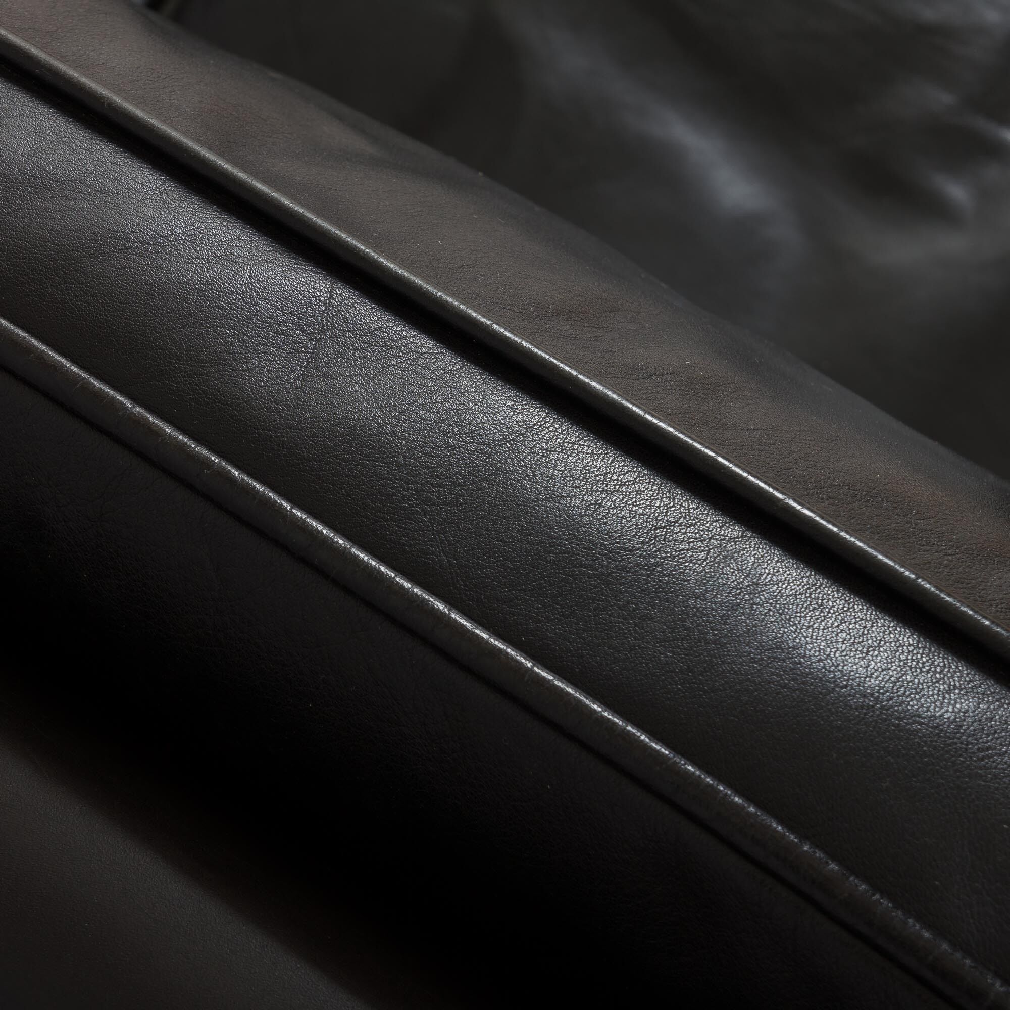 Mogens Hansen black aniline 3 seater sofa from the 70s.