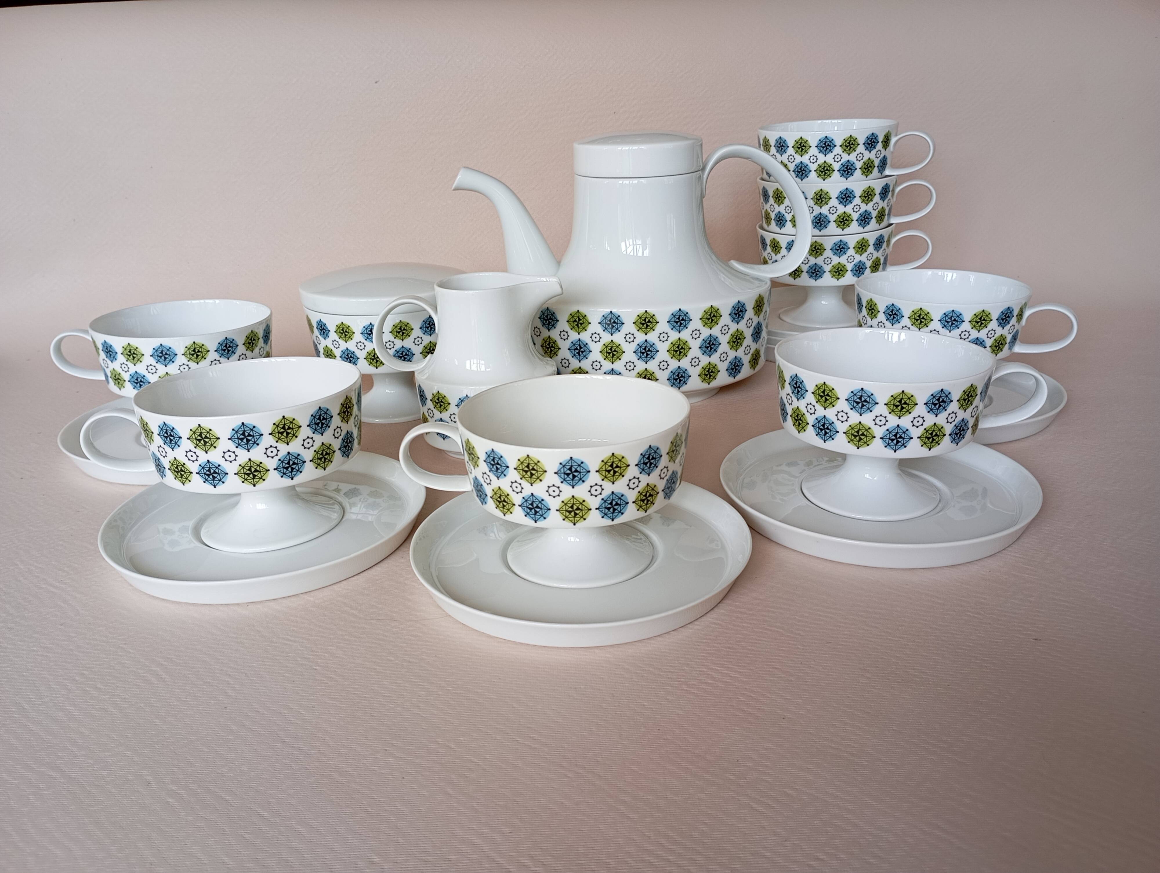 Service 8 cups "Rosette Taïga" Tapio Wirkkala & Ute Schröder for Rosenthal, ca 1970