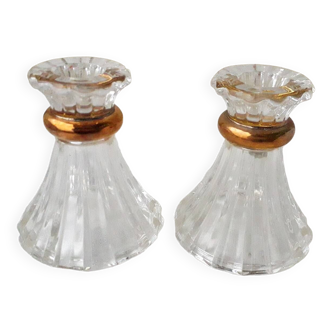 Pair of crystal candle holders