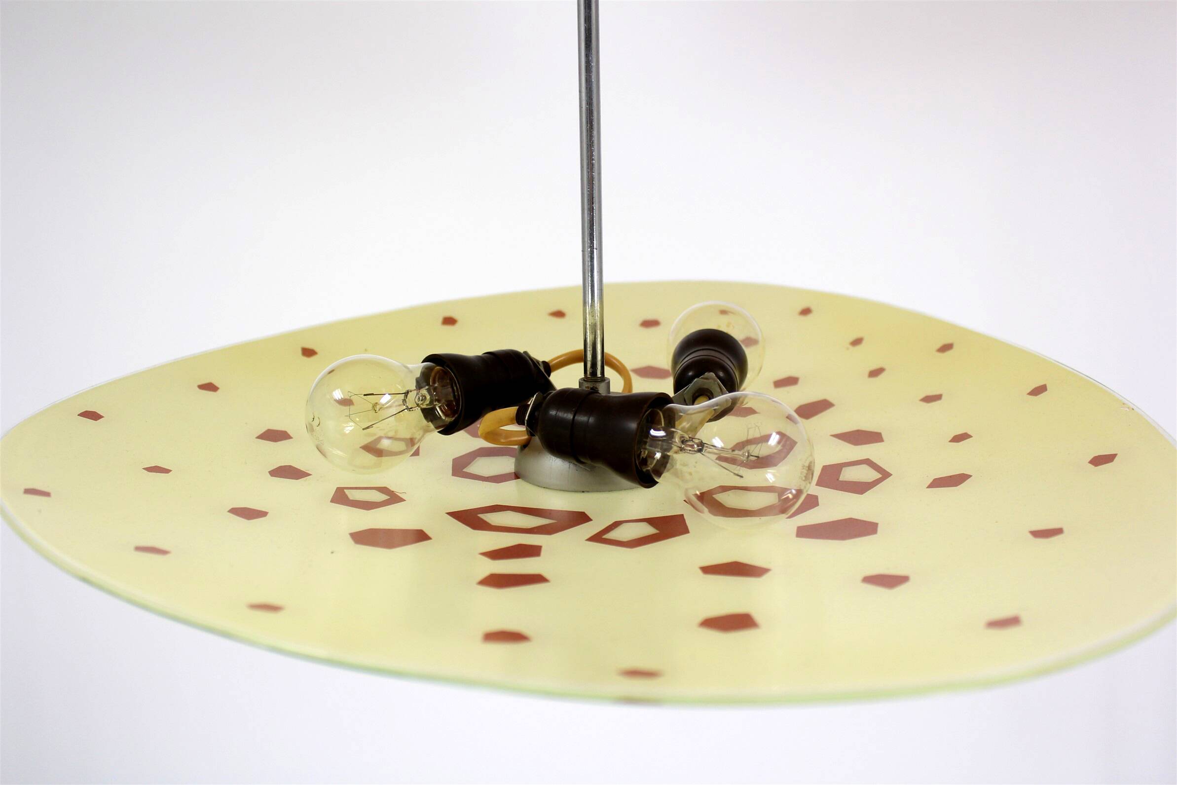 Large Vintage Czechoslovakian Opaline Glass Pendant Lights, 1970s, Set of 2