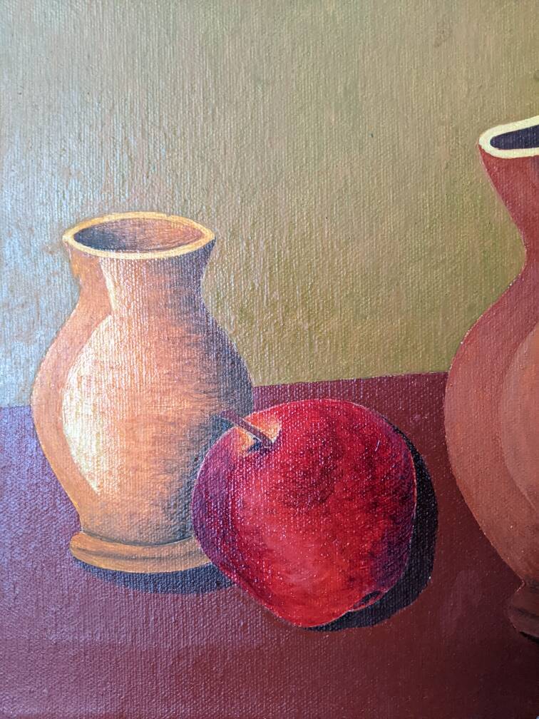 Oil painting on canvas, contemporary still life, countryside decoration