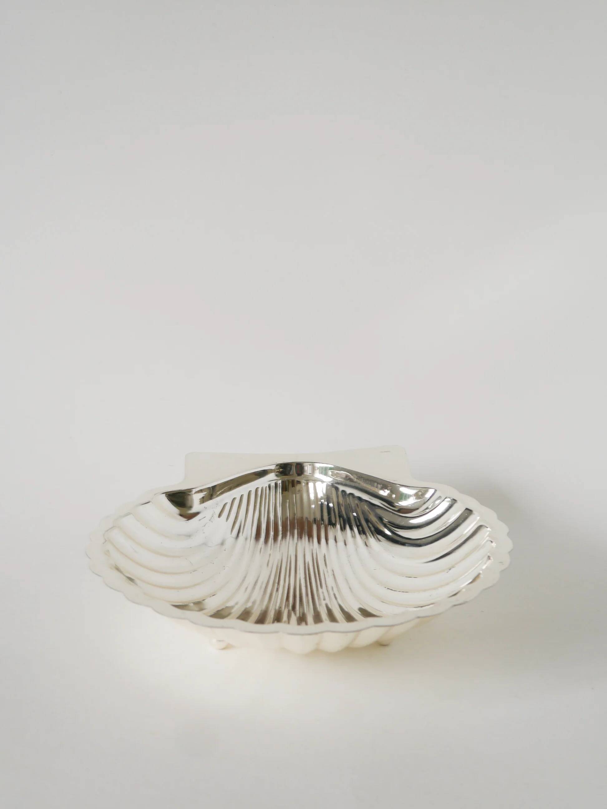 Large silver-plated shell-shaped bowl, 1950.