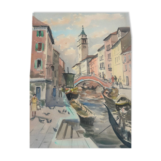 Watercolour of Venice, by Hourregue