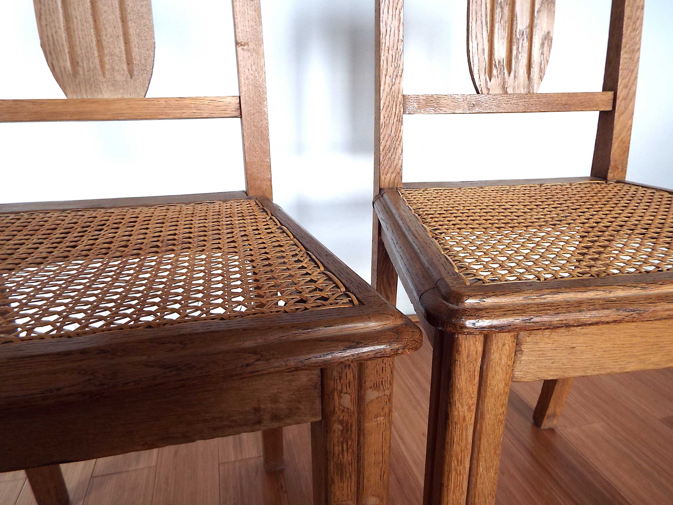 2 chaises art déco cannées