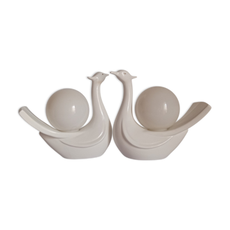 Pair of swan table lamps