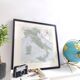 Illustrated Italy Europe map 43x43cm vintage from 1950