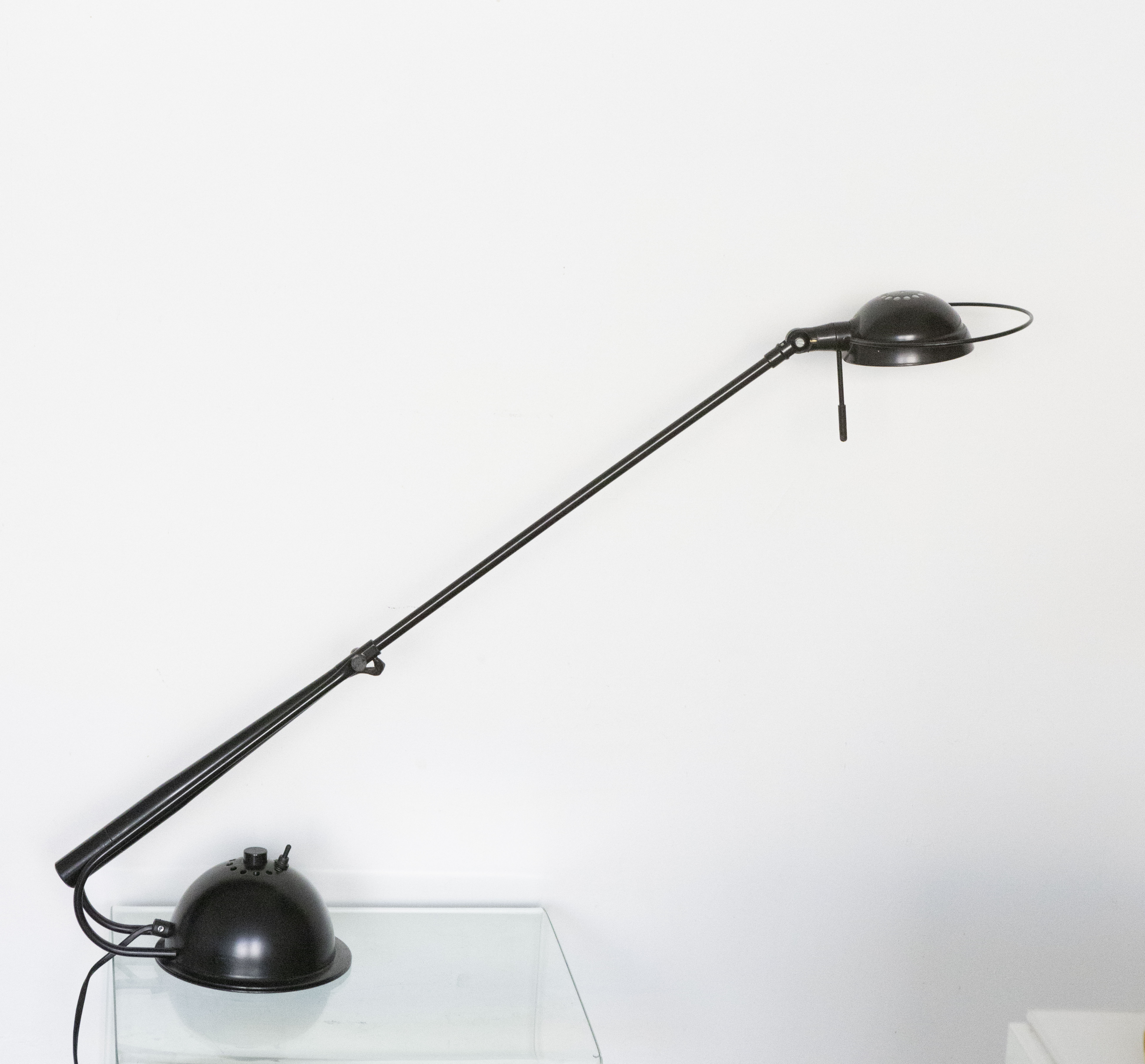 Vintage balance lamp aluminor black lacquered metal